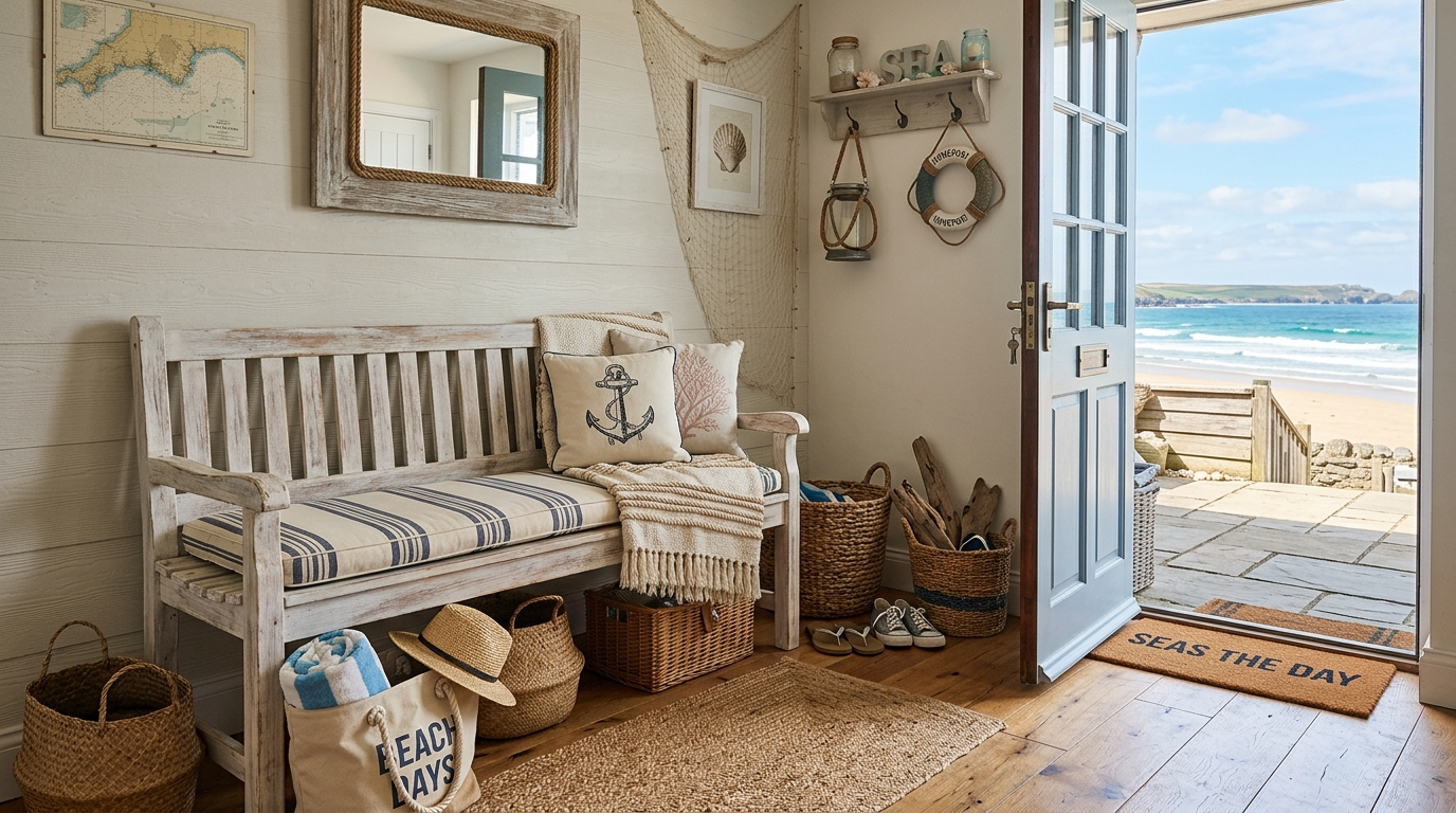 Use warm wood tones with a sun-washed finish